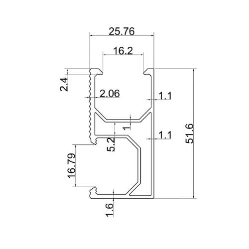 Bản vẽ Thanh Rail Nhôm 26x52