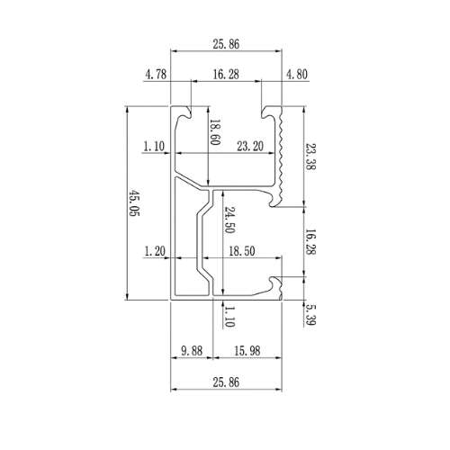 Bản vẽ Thanh Rail nhôm 26x45